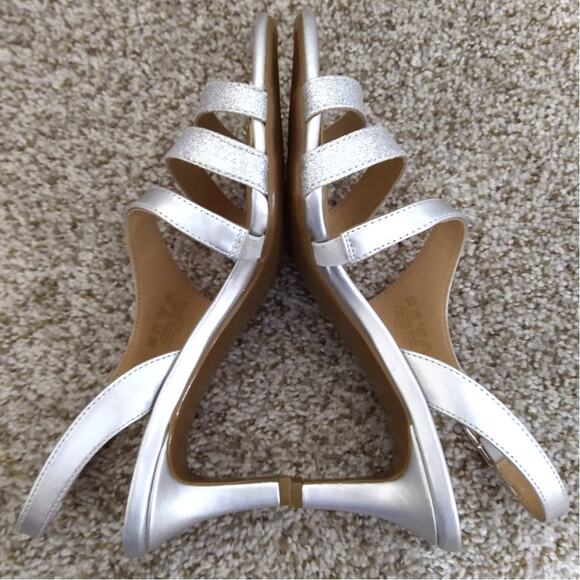 Naturalizer Women's Taimi Strappy Heeled Slingback Sandals Sparkly Silver 9M - Picture 5 of 11